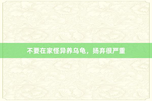 不要在家怪异养乌龟，扬弃很严重